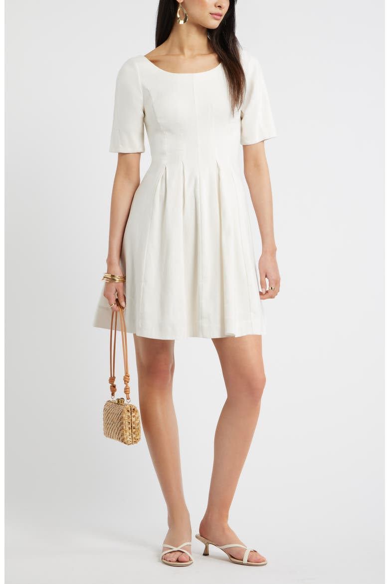 Scoop Neck Linen Blend Dress, Alternate, color, IVORY TOFU
