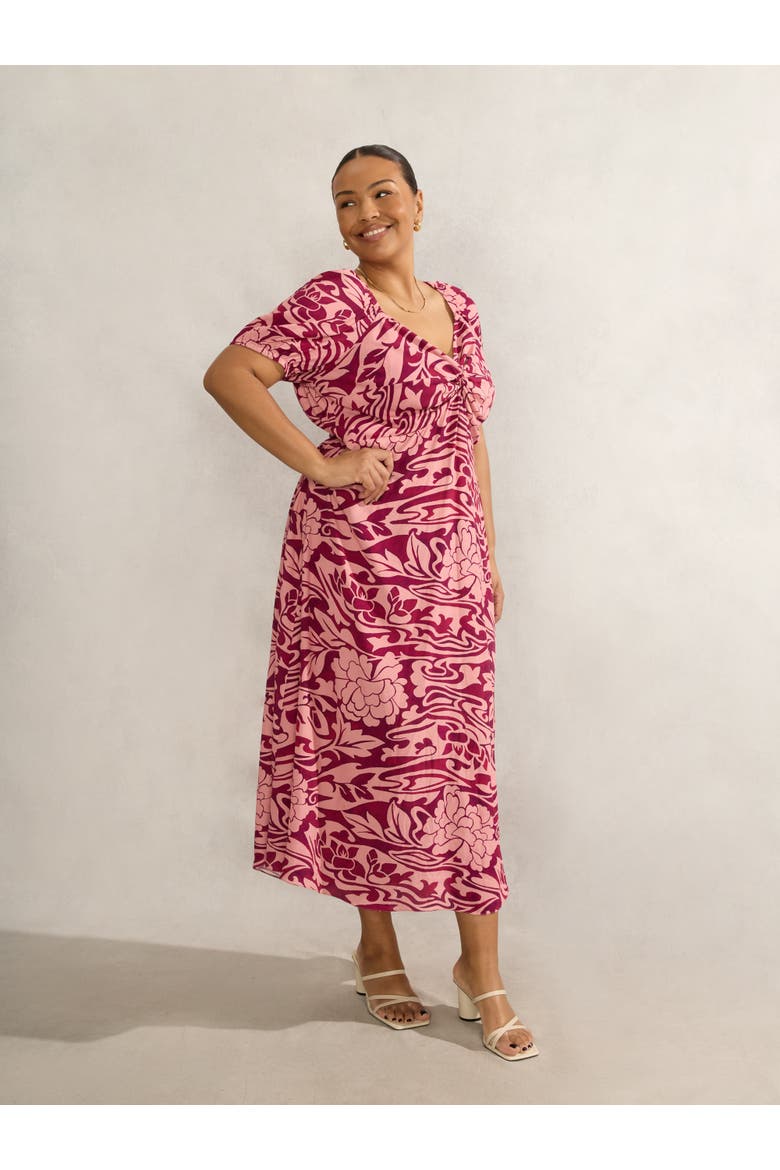 Floral Short Sleeve Dress, Main, color, Pink