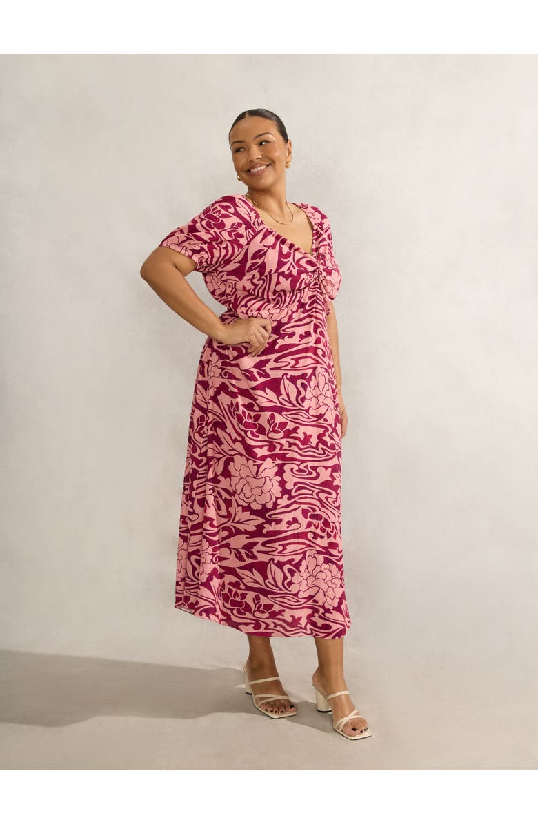 Live Unlimited Floral Short Sleeve Dress, Main, color, Pink