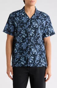 14th & Union Floral Linen Blend Camp Shirt