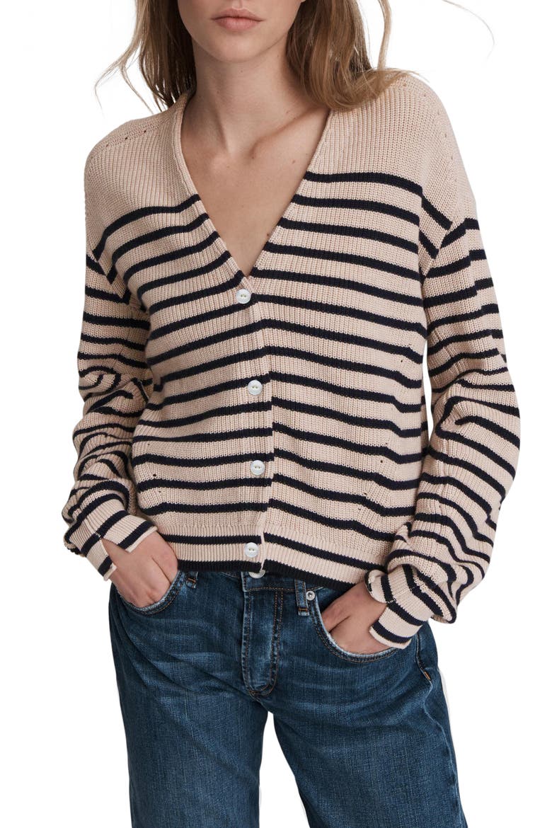 Ann Stripe Cardigan, Main, color, WHEAT COMBO