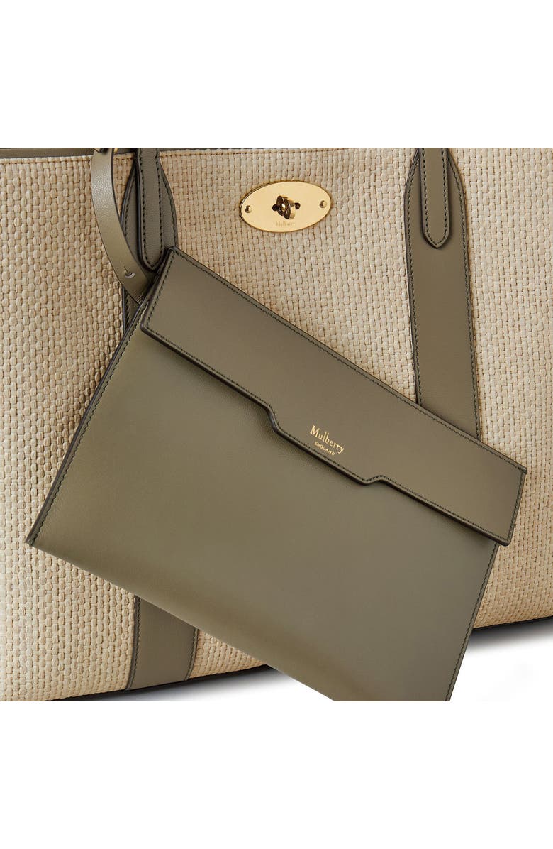 Mulberry Bayswater Raffia & Leather Tote, Alternate, color, Linen Green/ Natural