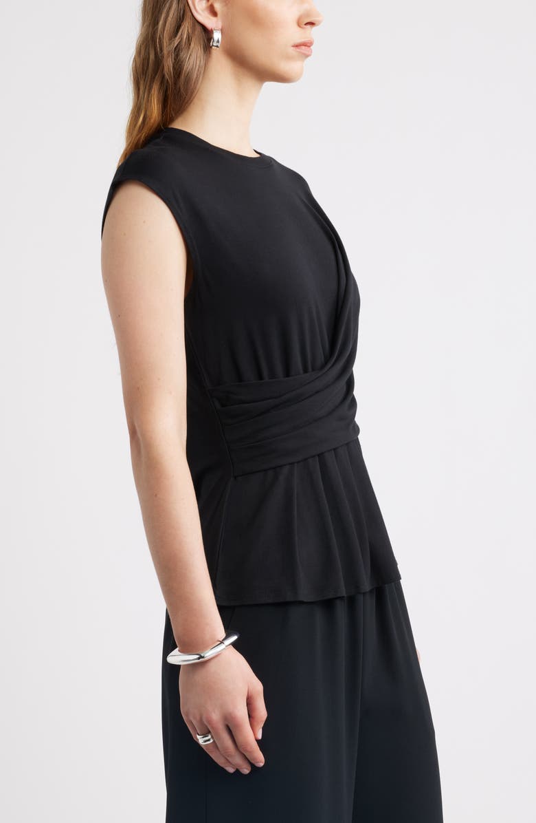 Nordstrom Draped Cap Sleeve Peplum Top, Alternate, color, Black