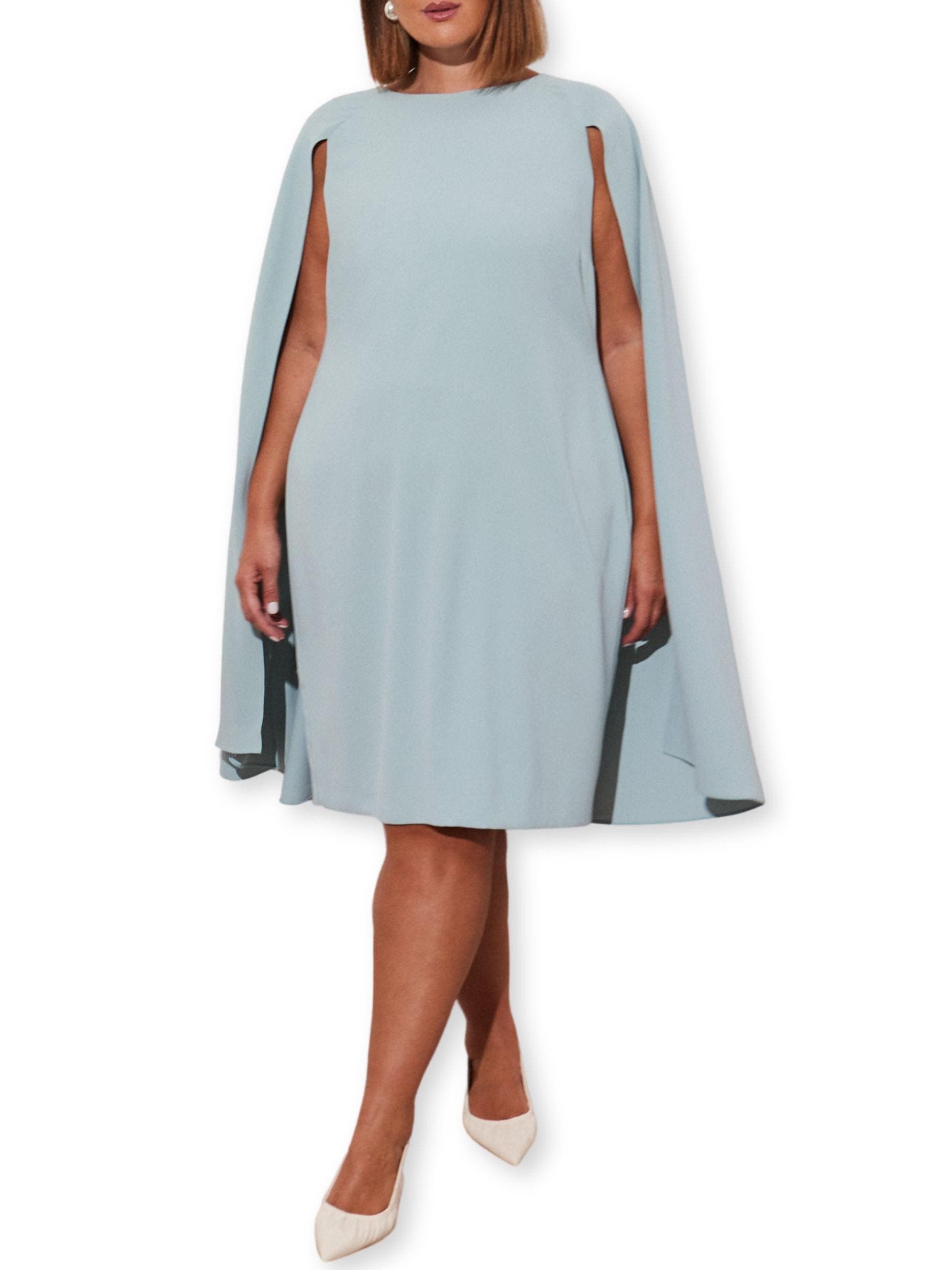 cape dress knee length Sheath Knee-Length Chiffon Mother of the Bride Dress with Cape Sleeves  Beaded V-Neck S5069M - Mother of the Bride Dresses