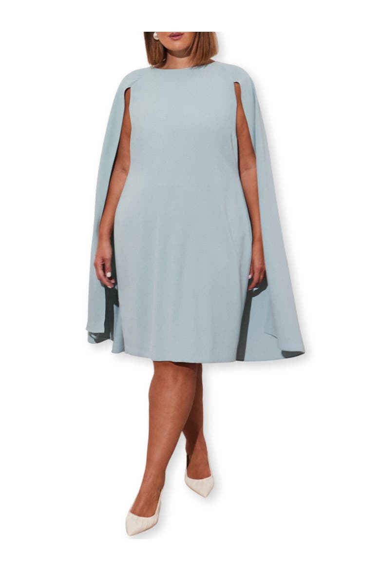 Cape Knee Length Dress, Alternate, color, Pale Blue