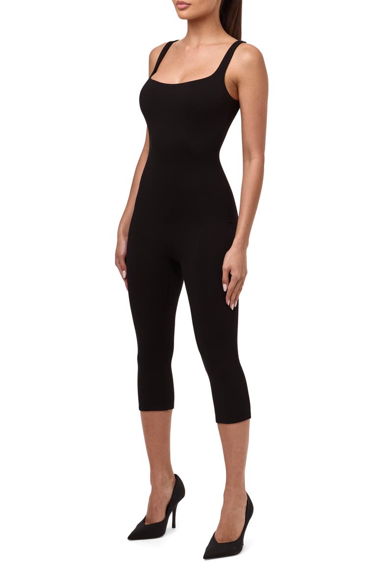 Stretch Jersey Capri Jumpsuit, Alternate, color, BLACK
