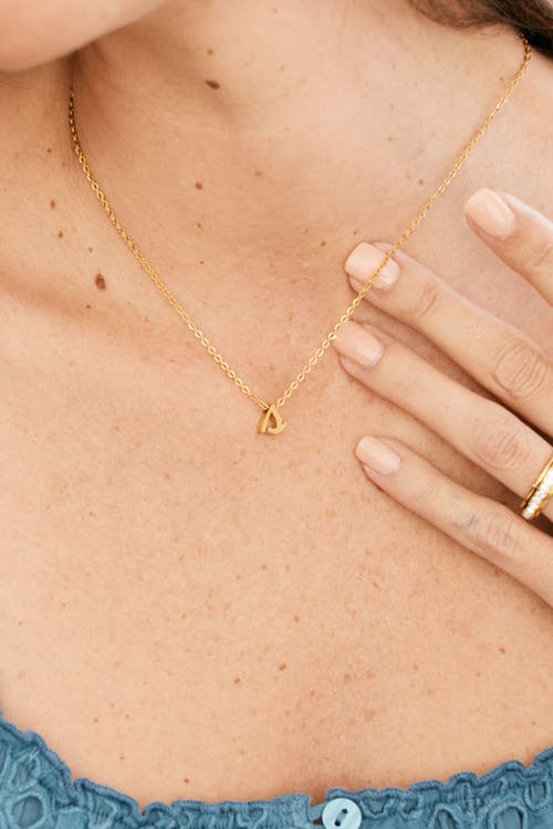 Mint & Lily Tiny Script Initial Necklace In Gold