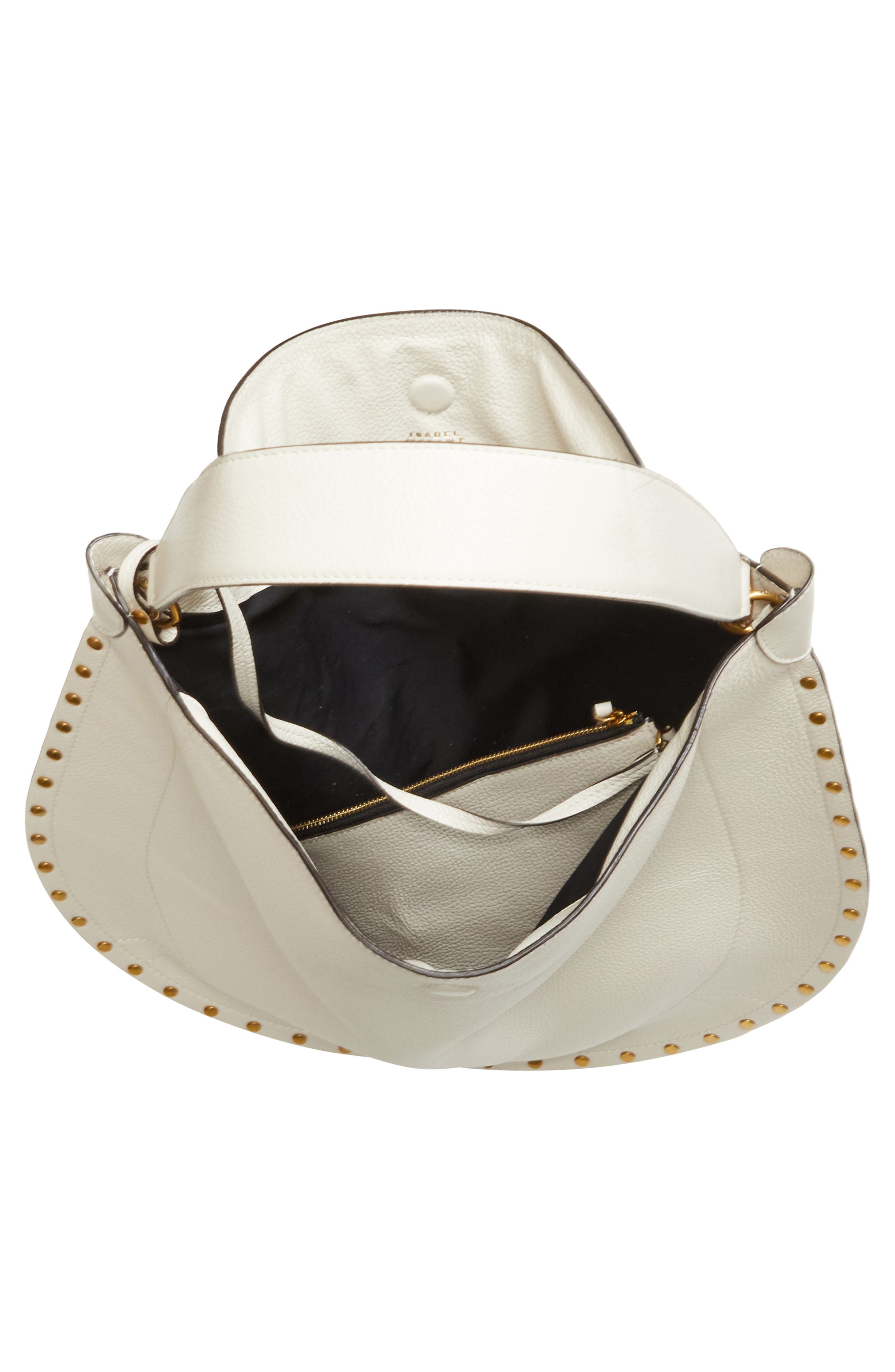 Isabel Marant Oskan Bubble Soft Leather Hobo Bag, Alternate, color, Chalk