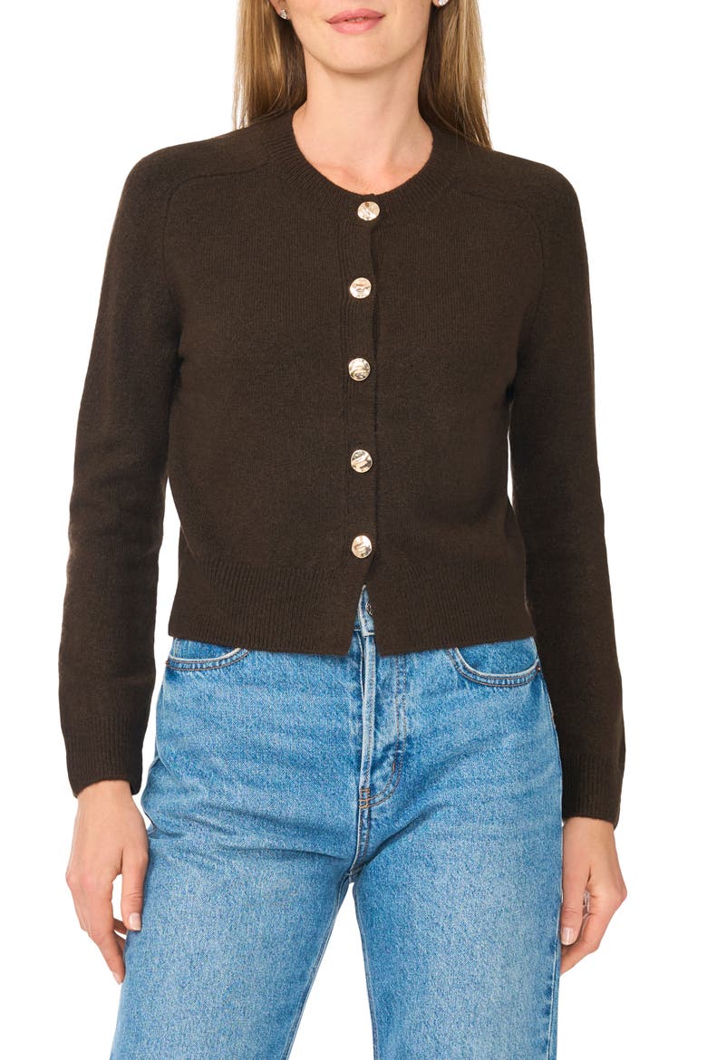 Saddle Shoulder Cardigan, Main, color, CHOCOLATE
