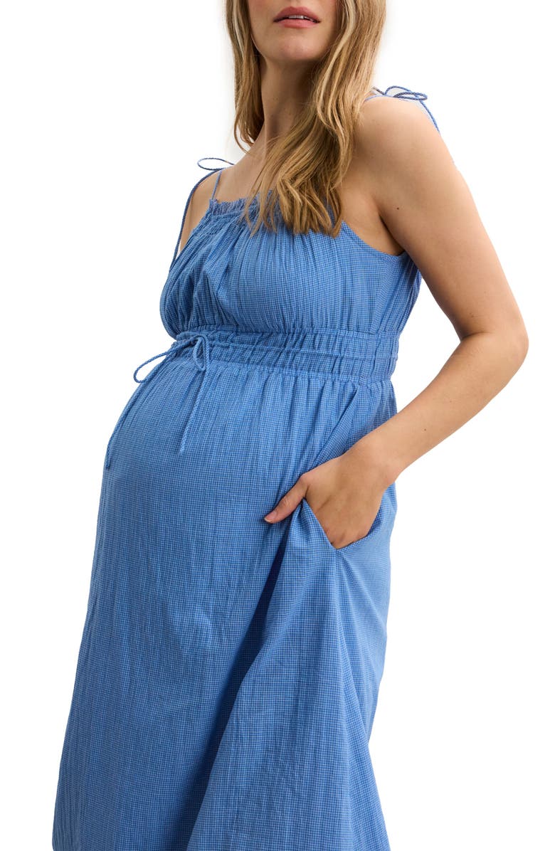 HATCH Collection The Audrey Maternity Dress, Alternate, color, Blue Plaid
