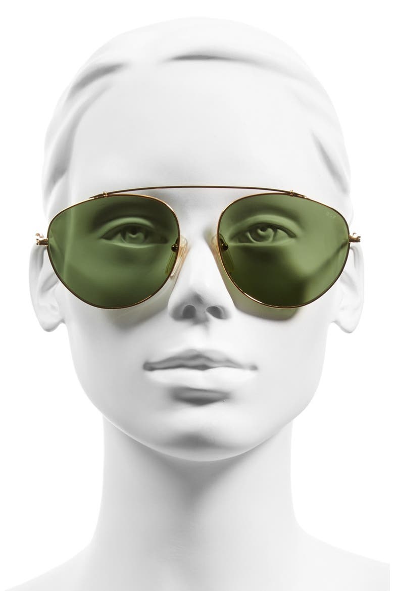 'Leon' 55mm Aviator Sunglasses, Alternate, color, YELLOW GOLD/ RESIN