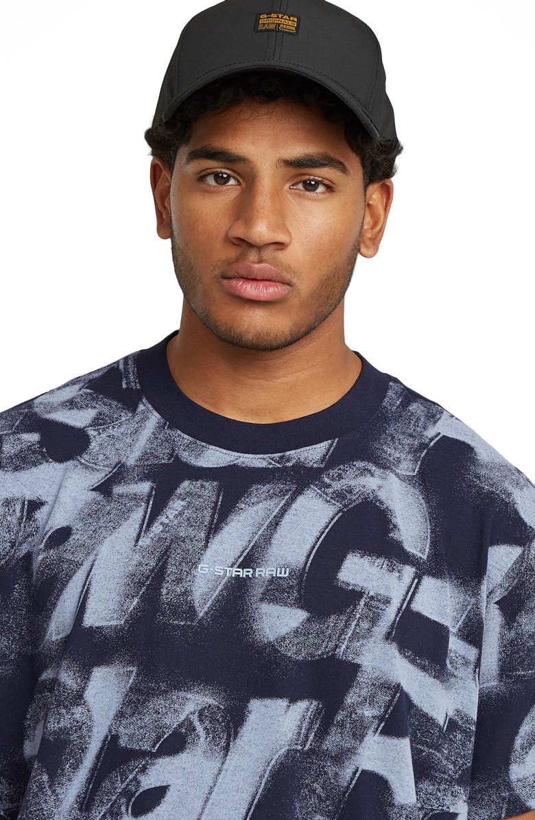 G-STAR Sprayed Letters Loose Organic Cotton T-Shirt, Alternate, color, Osaka Blue Sprayed Letters