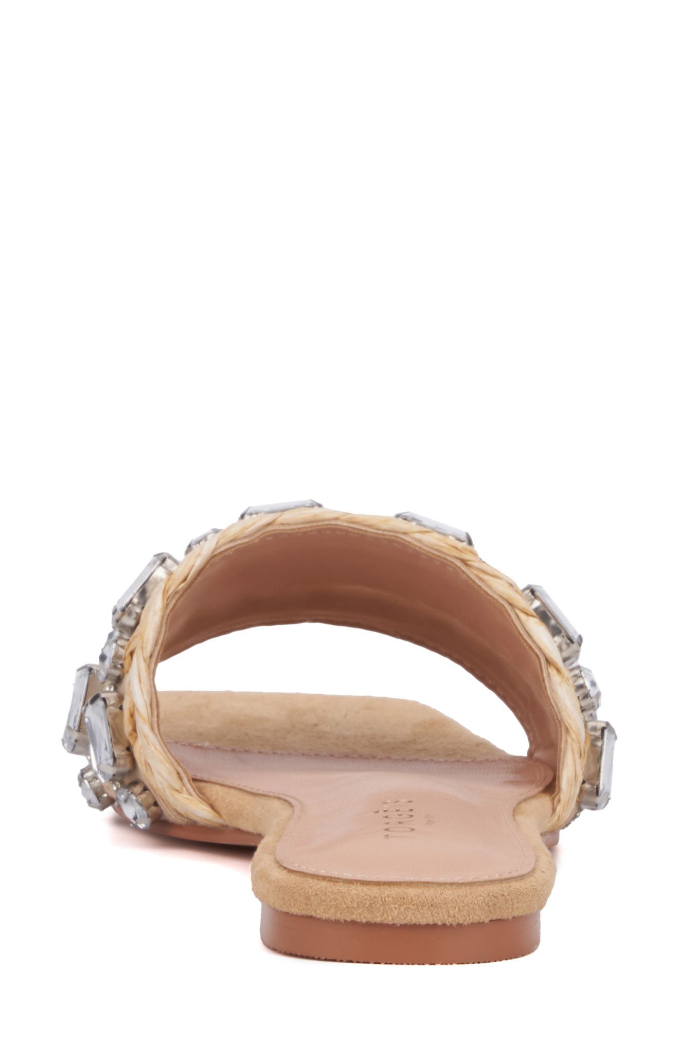 TORGEIS Miya Crystal Embellished Slide Sandal, Alternate, color, Natural