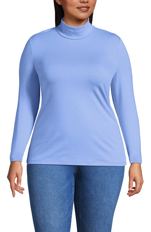 Lands' End Lightweight Jersey Skimming Long Sleeve Turtleneck In Blue