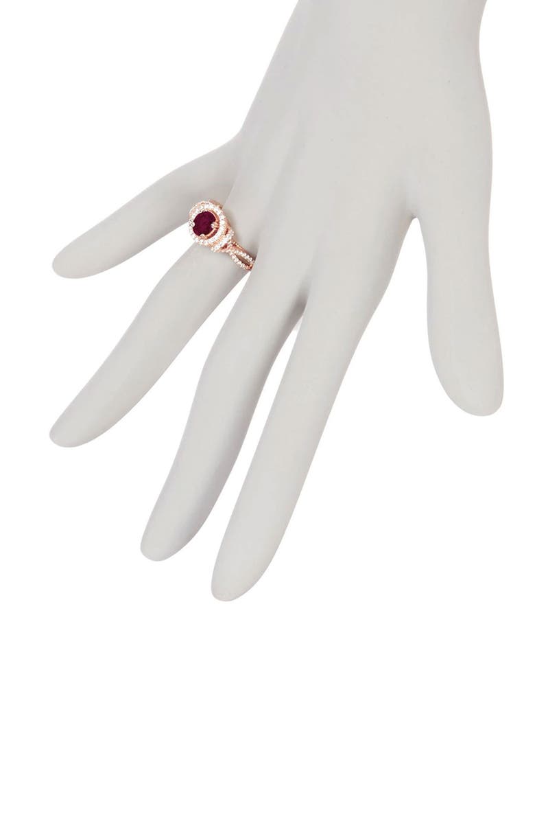 SUZY LEVIAN Rose Gold Plated Sterling Silver Lab Ruby CZ Ring, Alternate, color, 