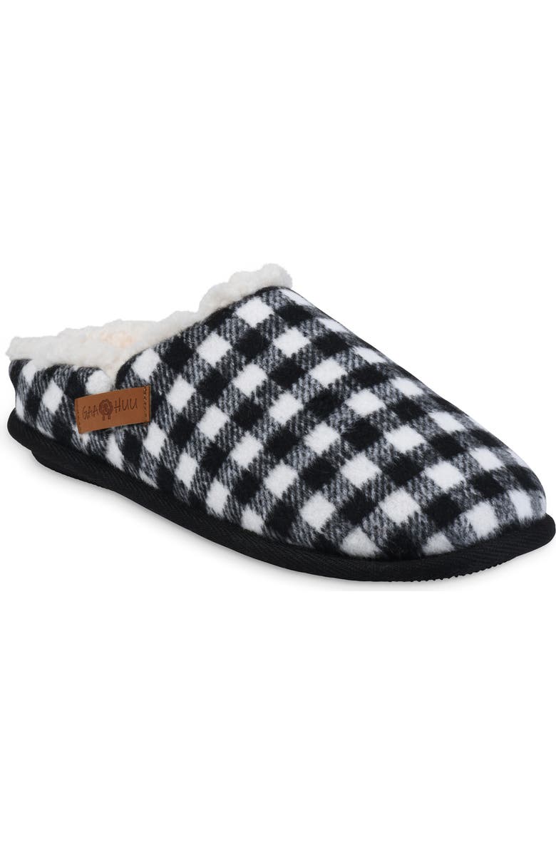 GAAHUU Buffalo Check Faux Shearling Lined Slipper, Main, color,