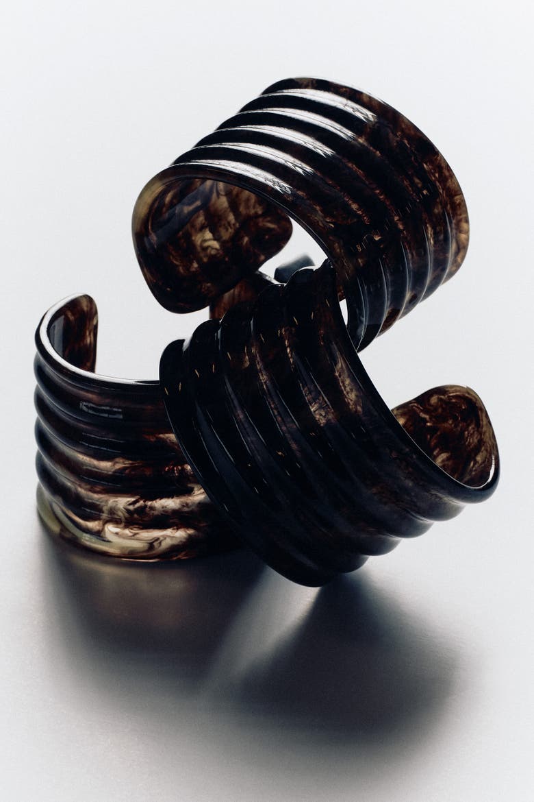 Rippled Cuff, Alternate, color, BROWN / MARBLED