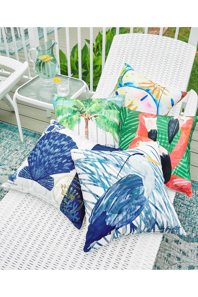Heron Bird HD Printed Indoor/Outdoor Accent Throw Pillow 18" x 18", Alternate, color, Blue