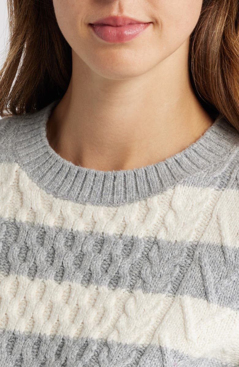 Caslon<sup>®</sup> Cable Stitch Crewneck Sweater, Alternate, color,