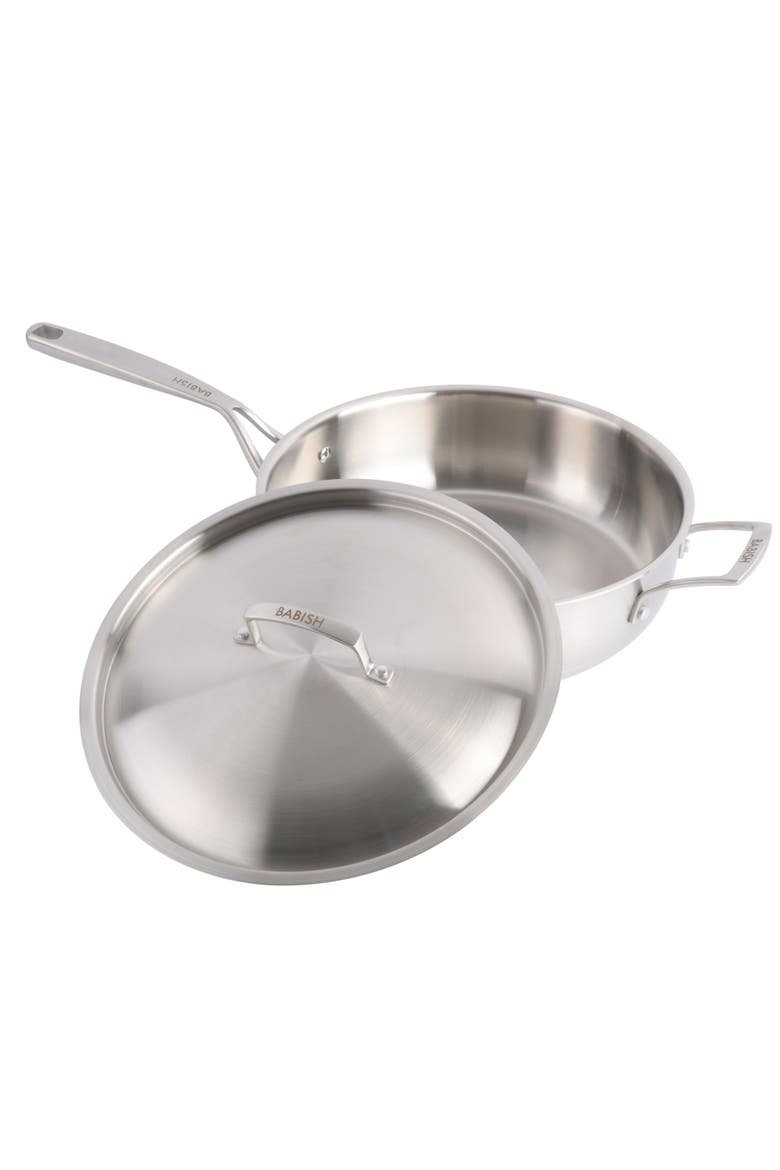 5 Qt Heavy Duty Nonstick Stainless Steel Sauté Pan with Lid, Oven & Induction Safe, Alternate, color, Stainless Steel