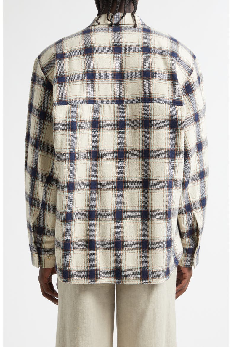 Wes Plaid Cotton Flannel Button-Up Shirt, Alternate, color, NAVY TABLECLOTH CHECK