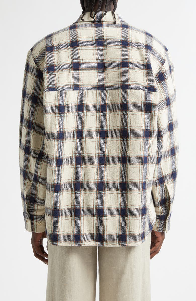 Séfr Wes Plaid Cotton Flannel Button-Up Shirt, Alternate, color, Navy Tablecloth Check