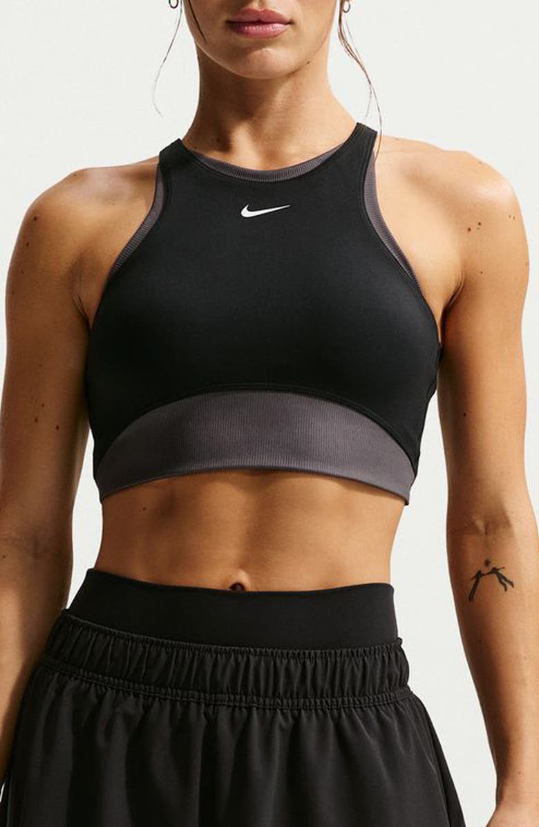 Nike One Medium Support Sports Bra, Main, color, Black/ Thunder Grey/ White
