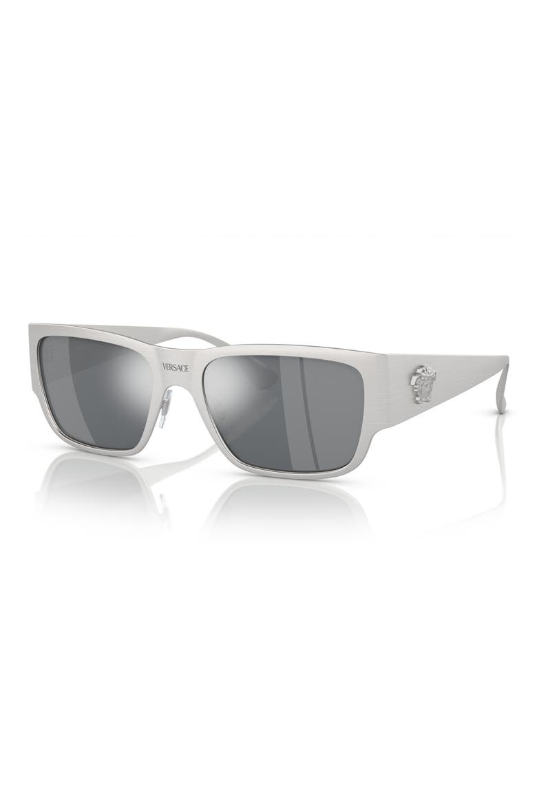 56mm Square Sunglasses, Alternate, color, SILVER