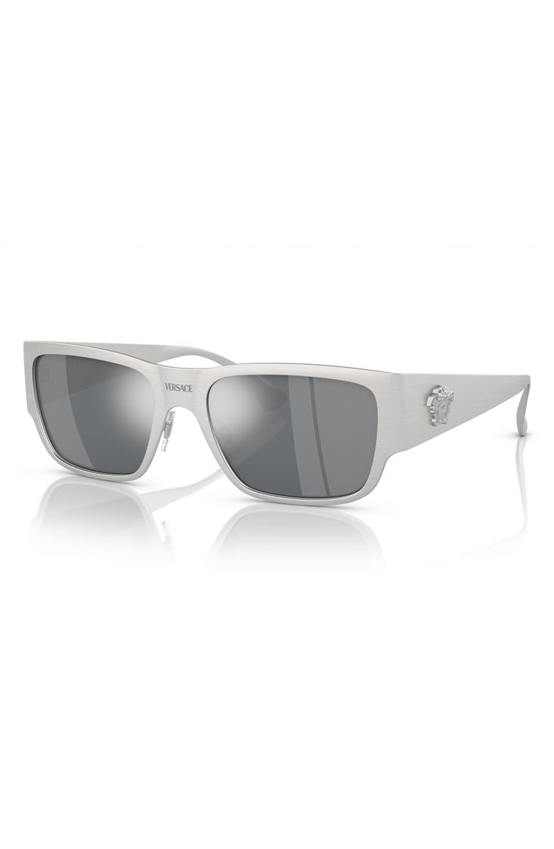Versace 56mm Square Sunglasses, Alternate, color, Silver