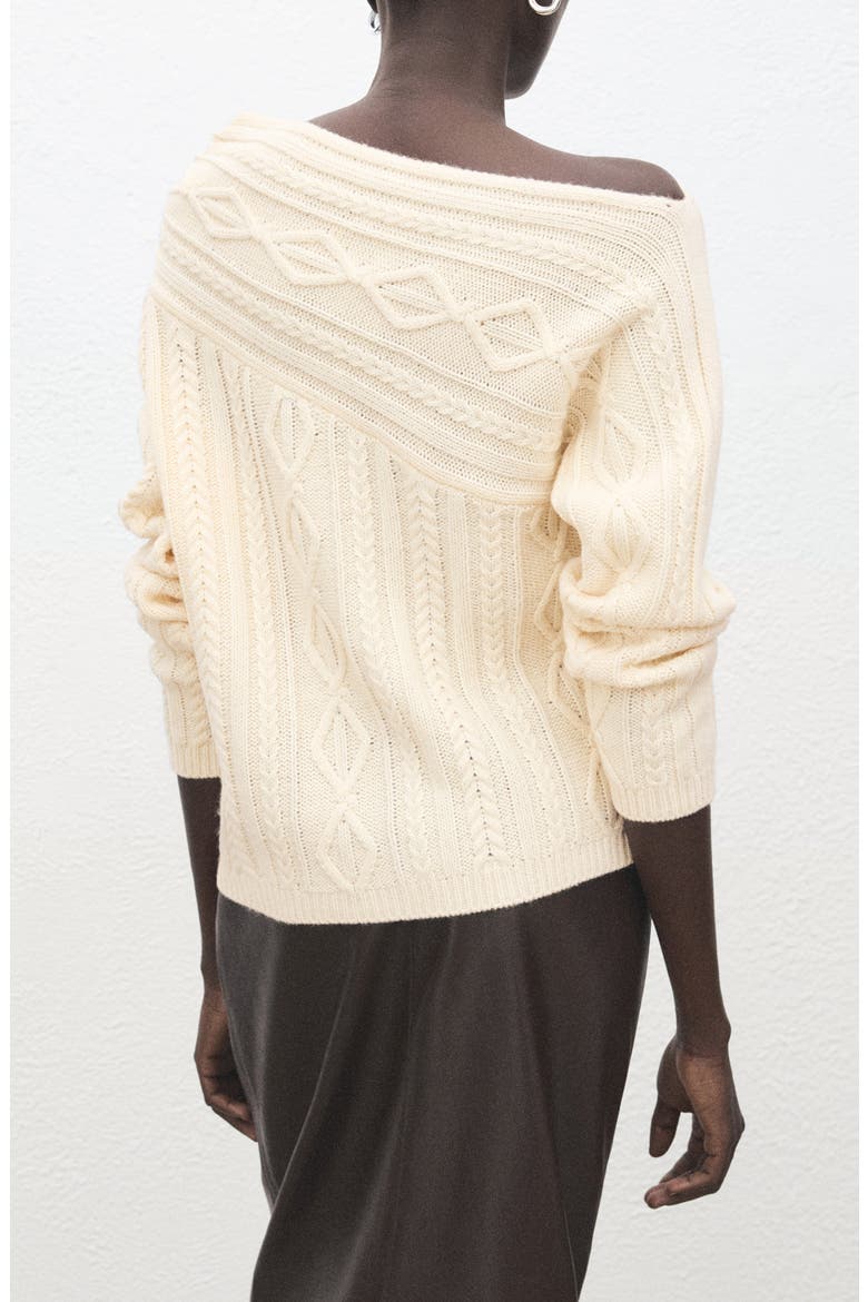 Wolf One-Shoulder Sweater, Alternate, color, ECRU