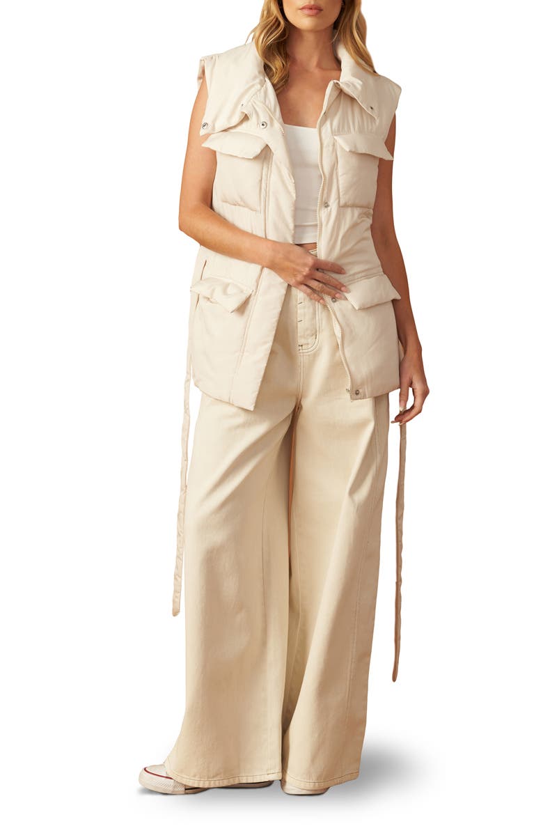 FLYING TOMATO Channel Quilted Puffer Vest, Main, color, Beige