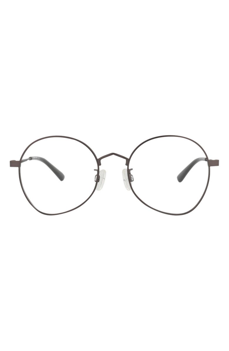 McQueen 52mm Round Optical Frames, Main, color, Ruthenium Transparent
