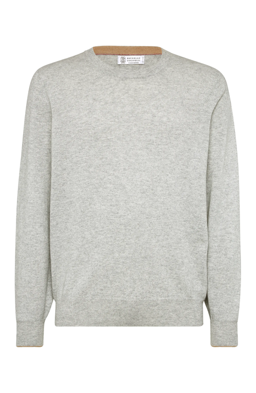 Brunello Cucinelli Crew-neck Cashmere Pullover In Pebble