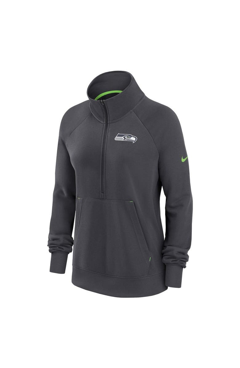 Nike Women's Nike Charcoal Seattle Seahawks Premium Raglan Performance Half-Zip Sweatshirt, Alternate, color, Charcoal