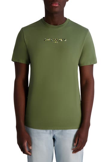 Karl Lagerfeld Paris Camo Logo Graphic T-shirt In Green