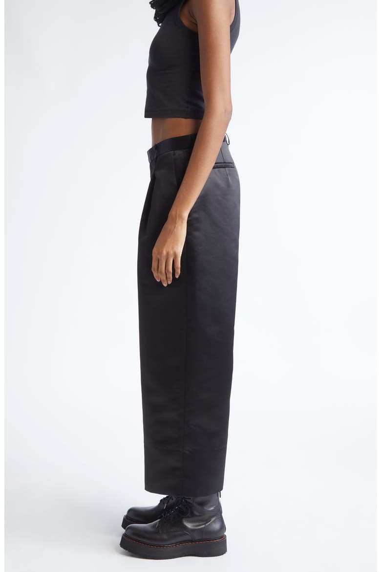 Relaxed Pleated Crop Trousers, Alternate, color, BLACK
