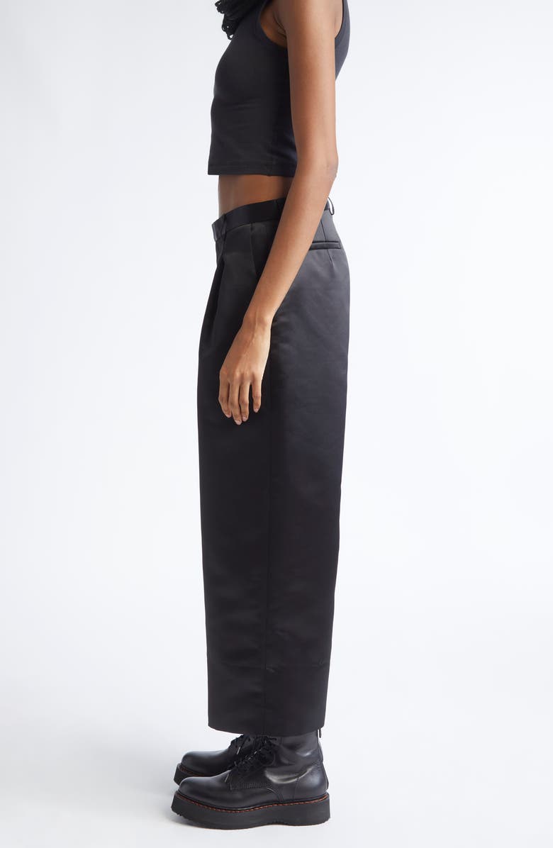 R13 Relaxed Pleated Crop Trousers, Alternate, color, Black