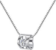 DLORIA White Gold Cubic Zirconia Heart Pendant Necklace