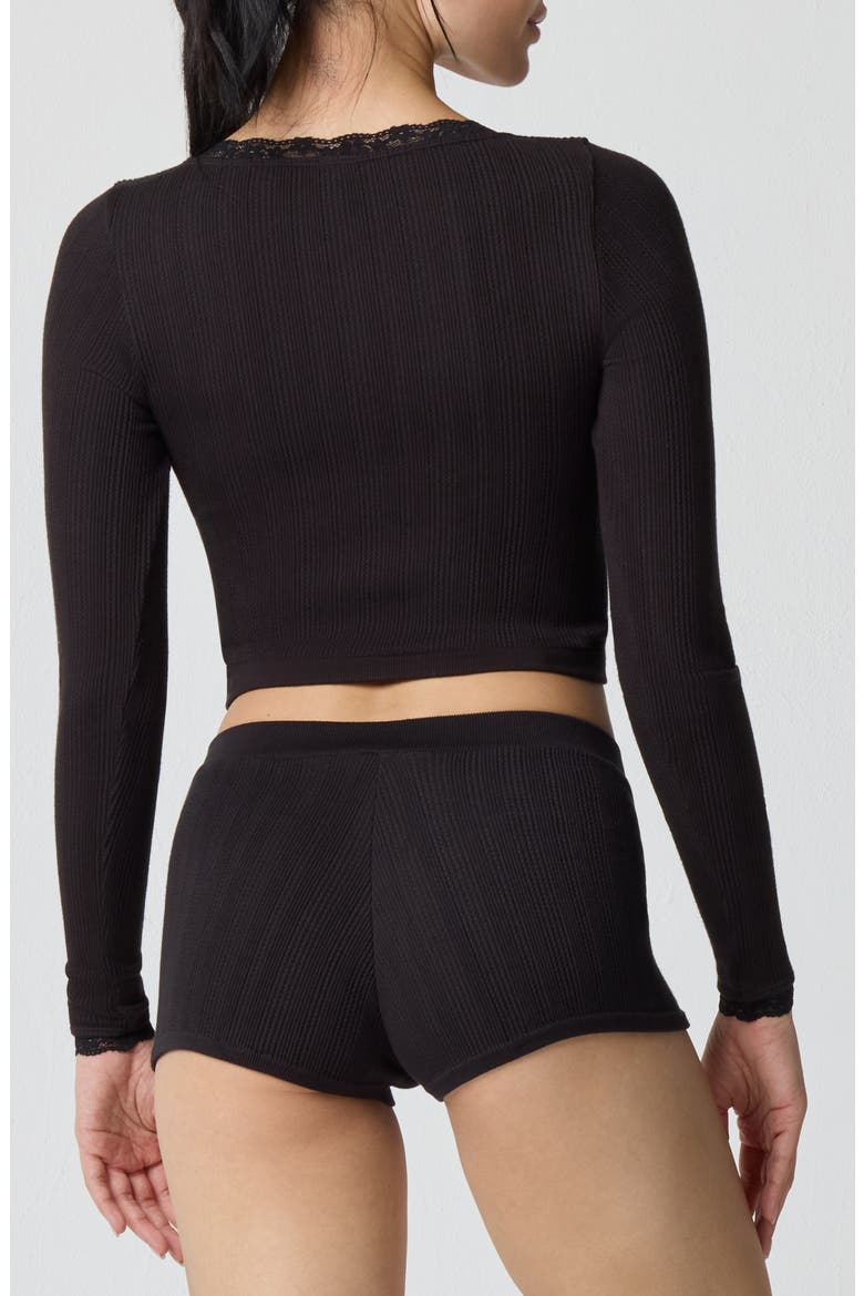 Rib Crop Cardigan, Alternate, color, BLACK