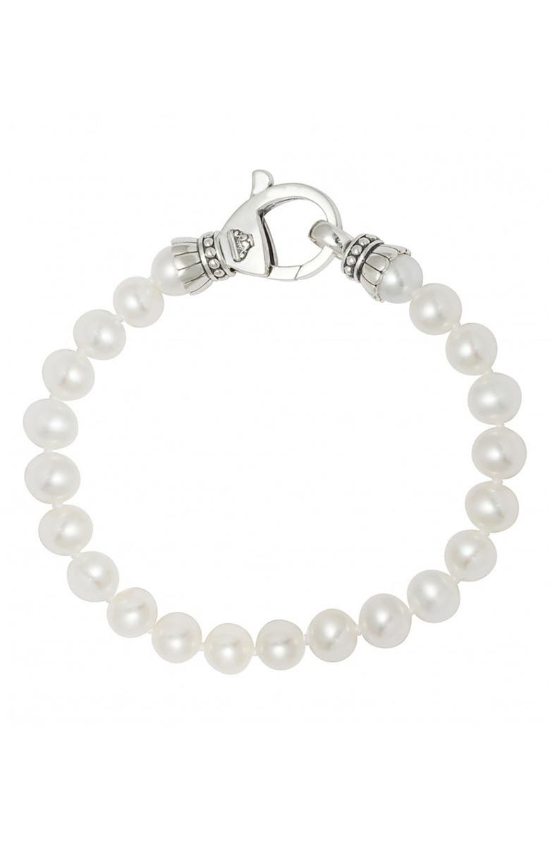 LAGOS Luna Freshwater Pearl Bracelet, Main, color, Silver/ Pearl