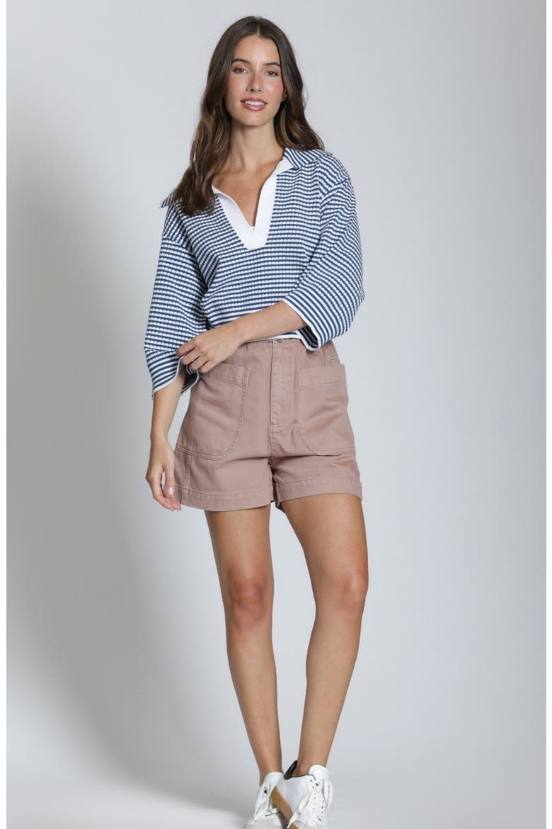 Stripe Three-Quarter Sleeve Sweater, Alternate, color, BLUEWHITE STRIPE