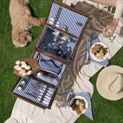 Twine Cape Cod Wicker Picnic Basket Set In Brown