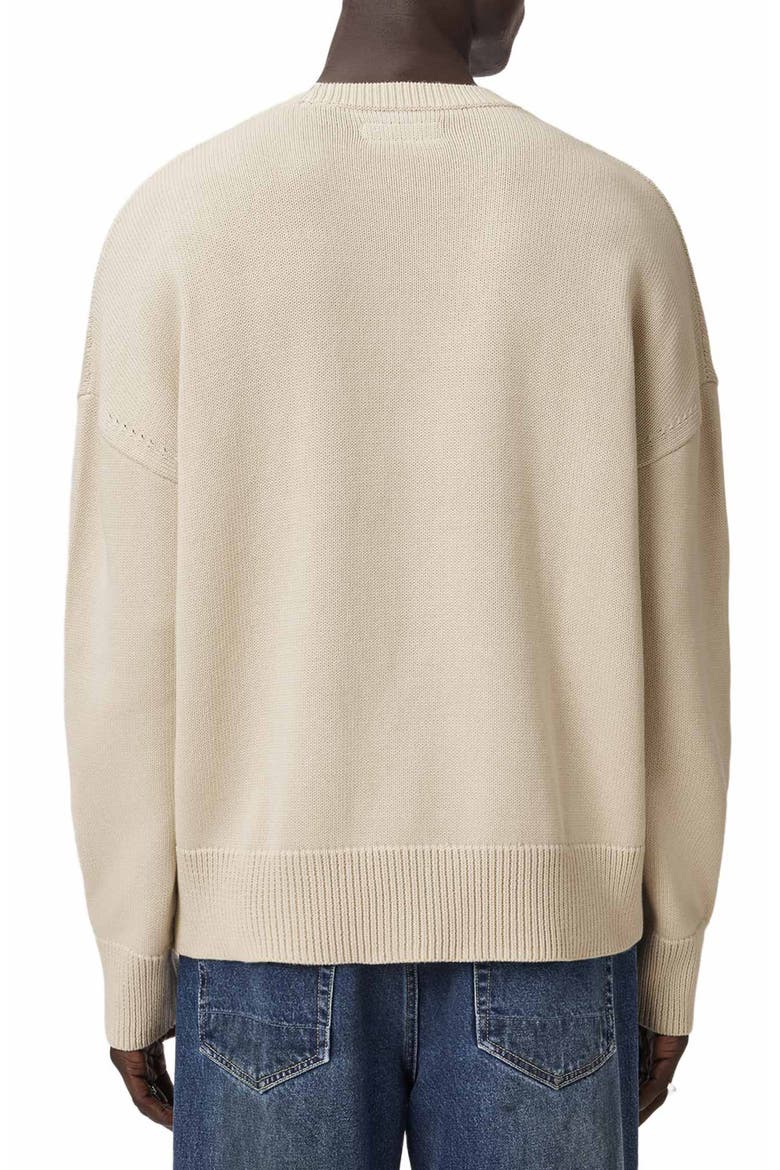 Crossed Logo Intarsia Crewneck Sweater, Alternate, color, ECRU WHITE