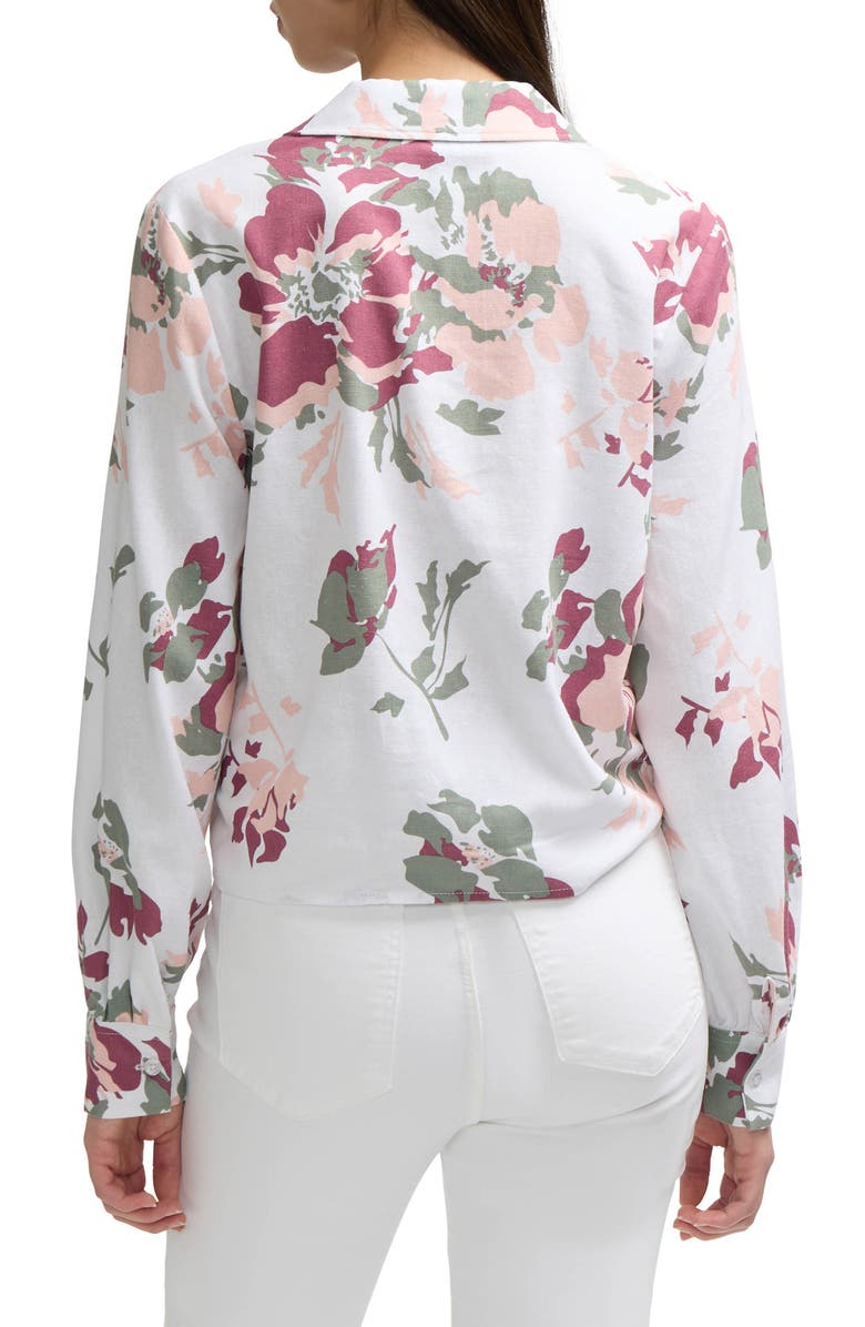 Ellen Tracy Tie Front Shirt, Alternate, color, Peach Bouquet