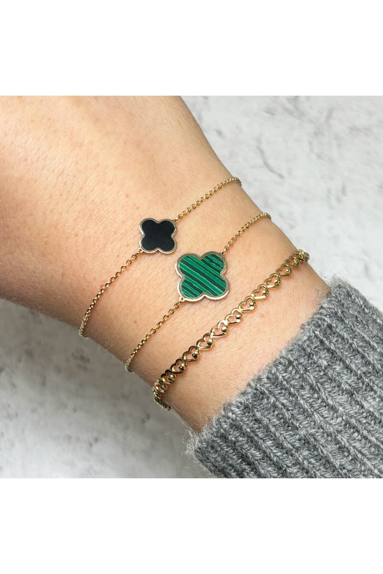 Small Onyx Single Clover Bracelet, Alternate, color, Onyx