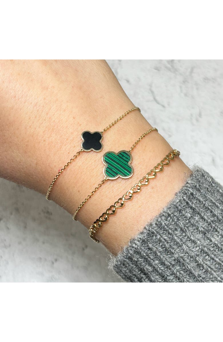 The Lovery Fine Jewelry Small Onyx Single Clover Bracelet, Alternate, color, Onyx