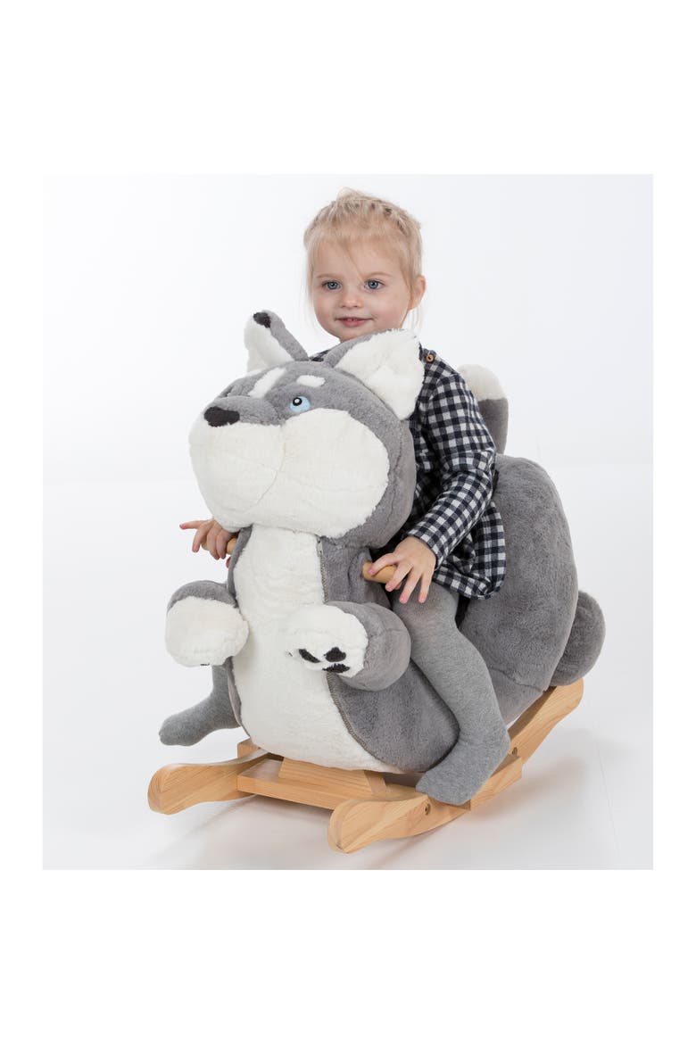 Gerardo'S Toys Little Rockers Wolf Wooden Plush Rideages 24Mo+, Alternate, color, Multicolored