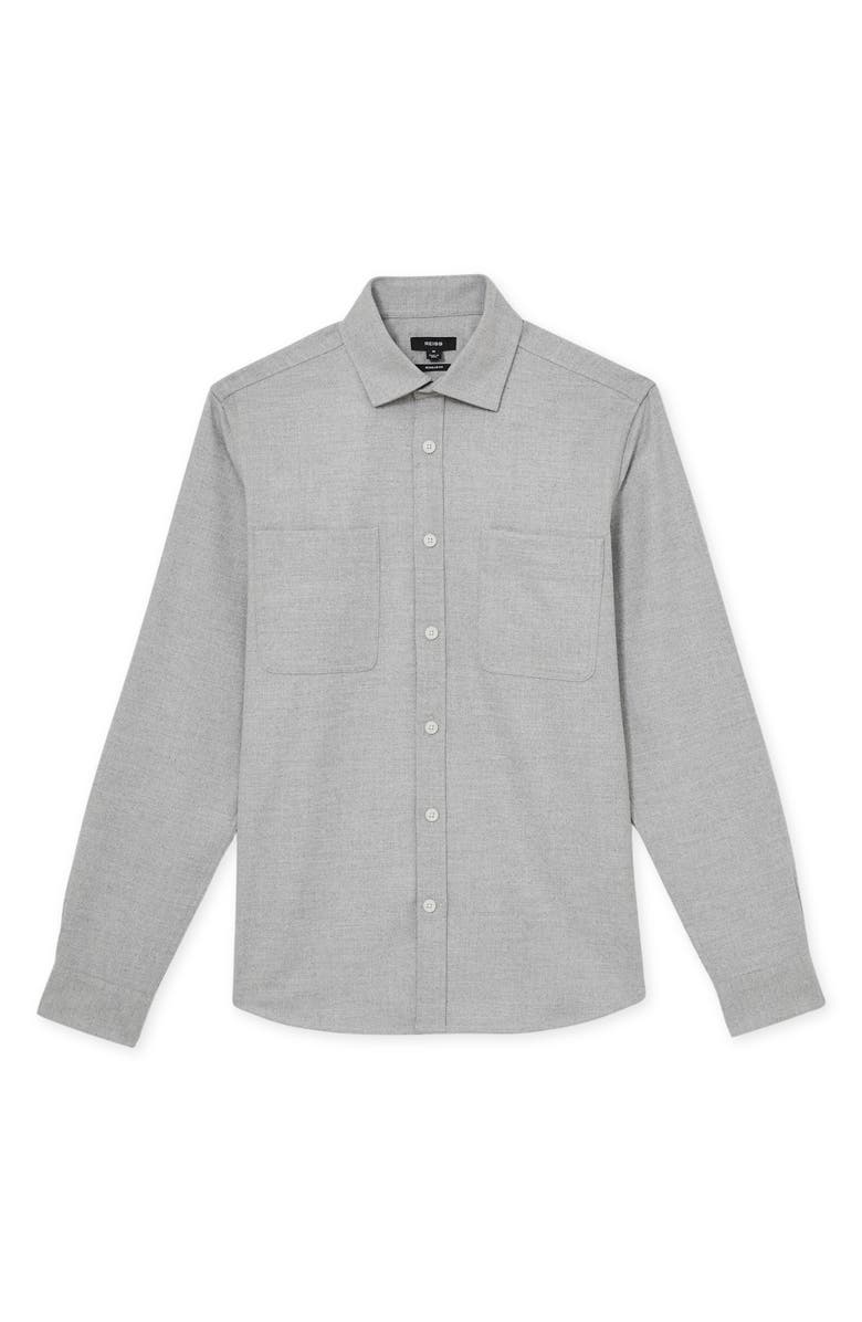 Reiss Parque Heathered Flannel Button-Up Shirt, Alternate, color, Soft Grey Melange