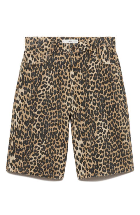 Leopard Print High Waist Bermuda Shorts