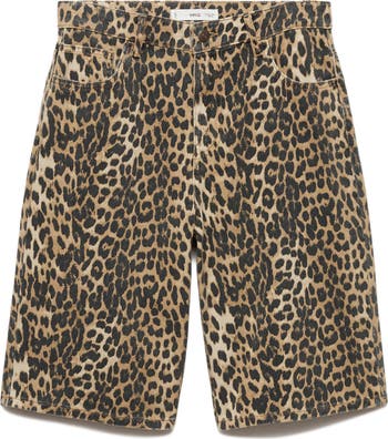 MANGO Leopard Print High Waist Bermuda Shorts | Nordstrom MANGO Leopard Print High Waist Bermuda Shorts | Nordstrom